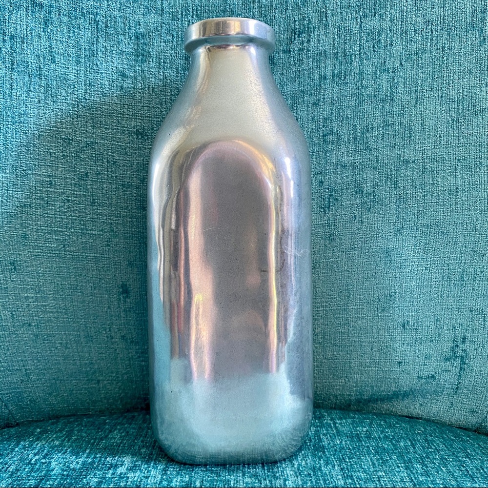 Retro Milk Bottle Style Silver Vase